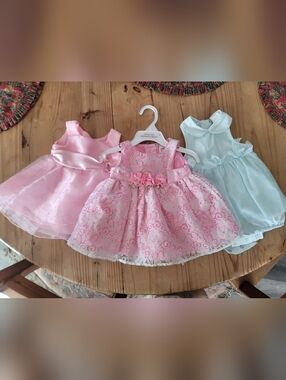 Pink and Light Blue Formal Baby Dresses Set